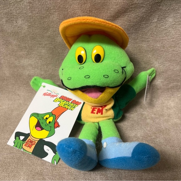 Vintage 1997 Kellogg's Dig 'Em Frog Breakfast Bean Bag Bunch Plush - Picture 5 of 5